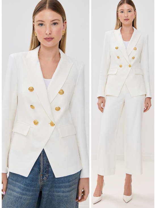 Veronica Beard Jackets & Blazers - Veronica Beard Miller White Dickey Blazer Jacket Gold Buttons SZ US 12